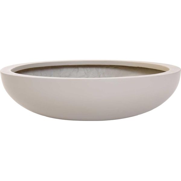 Vivanno Vaso Da Fiori In Fibra Di Vetro Plana, Color Crema Opaco - 43X11 Cm-image