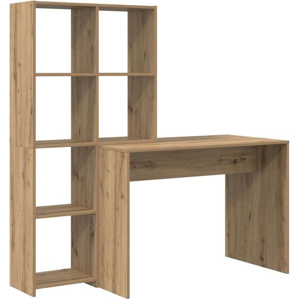 Vidaxl Scrivania In Rovere Artisan 138,5 X 55 X 143 Cm Materiale A Base Di Legno-image