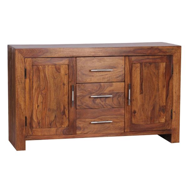 Kadima Design Elegantes Sideboard Sheesham, 3 Schubladen, 2 TüRen, Landhaus-Stil-image