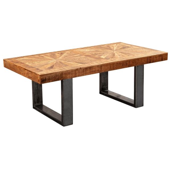Kadima Design Couchtisch Mango, Rustikaler Stil, Metallbeine, 105X40X55 Cm, 50 Kg Belastbarkeit.-image