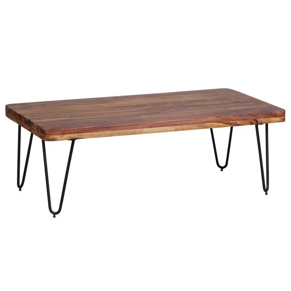 Kadima Design Couchtisch Balu Massivholz: Rechteckig, Metallbeine, Handgefertigt, Einzigartige Maserung-image