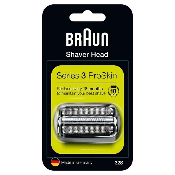 Braun Series 3 32S Testina Di Ricambio Per Rasoio Elettrico Barba - Argento - Compatibile Con Rasoi Series 3 Proskin-image