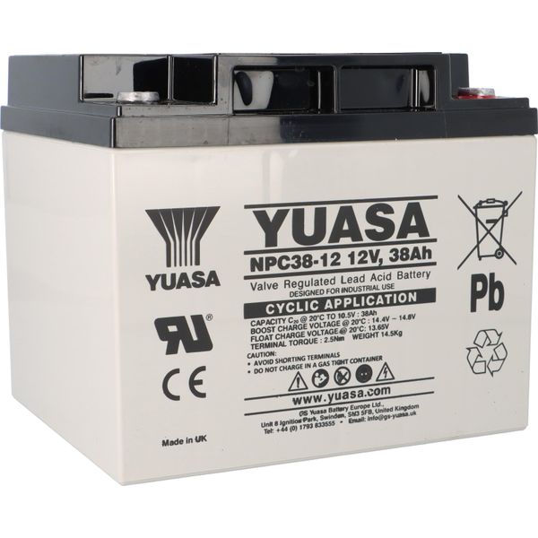 Batteria Al Piombo Yuasa NPC38-12I Pb 12V / 38Ah A Prova Di Ciclo, Filettatura Interna M5-image