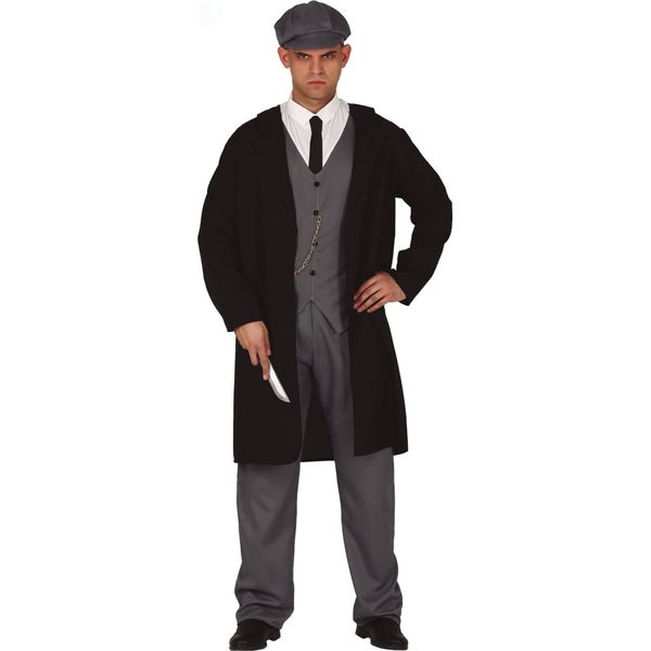 Cappotto Da Gangster Anni '20 Carnevale Retrò, Taglia: 52 - 54 (L) Colore: Nero-image