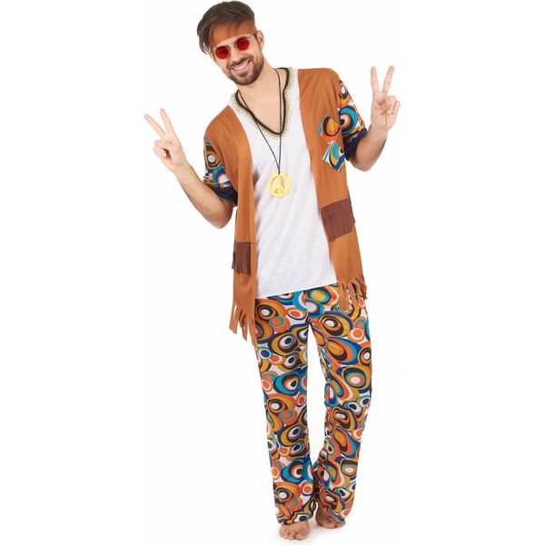 Costume Da Uomo Hippie Divertente, Colorato - M-image