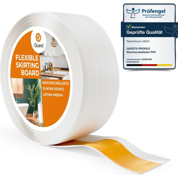 Quest Strisce Per Pavimenti In Pvc 50X20Mm, 10M, Strisce Autoadesive Per Pavimenti, Per Tutti I Tipi Di Superfici, Bianco-image