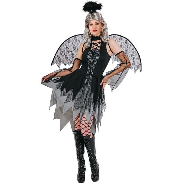 Costume Da Angelo Gotico Costume Di Halloween Da Donna Nero - Xs-image