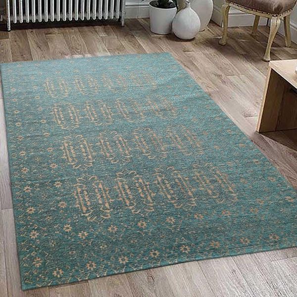 Tappeto Da Salotto Con Ornamenti In Petrolio - Oro Dimensioni - 200 X 290 Cm-image