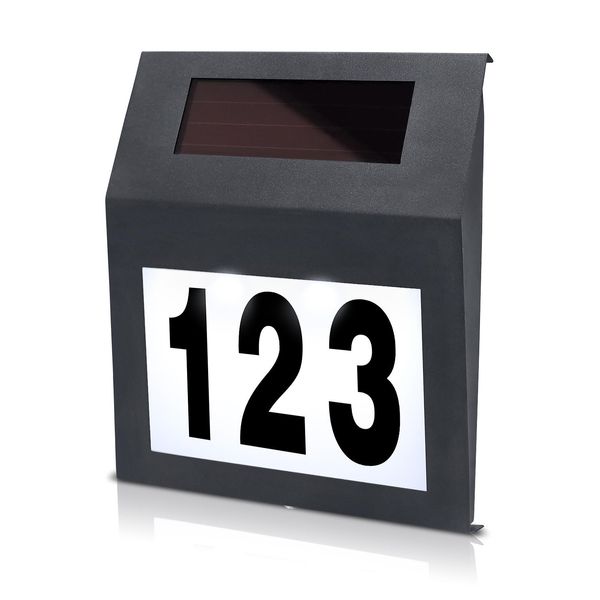 Jnglgo Numero Civico Solare Illuminato Con 2 Led Numero Civico Solare Illuminato Numero Civico Solare Illuminazione Da Parete A Led In Acciaio Inox, Antracite-image