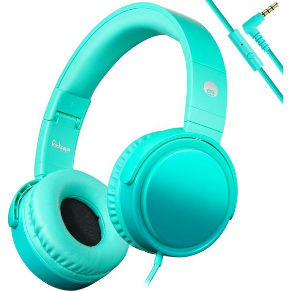 Cuffie Stereo Hd Con Microfono Per Bambini E Bambine, Cuffie Pieghevoli Per Cellulare, Tablet, Pc (Teal)-image