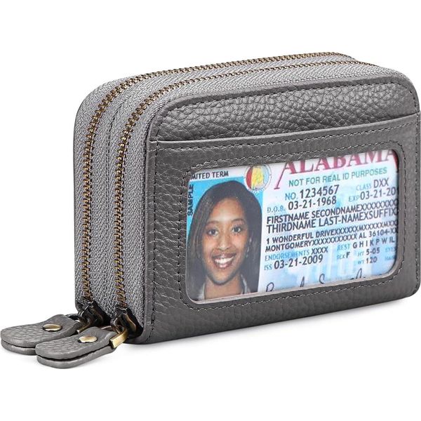 Piccolo Portamonete In Vera Pelle, Portafoglio Da Donna Con Protezione Rfid, Mini Portafoglio Da Donna Tasca Portamonete Con Cerniera Porta Carte Di Credito Con Molte-image