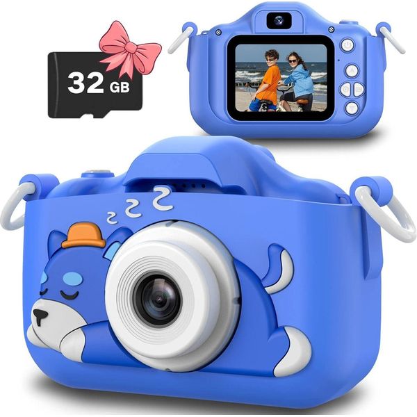 Regali Di Compleanno Per Ragazzi Di 6-12 Anni, Videocamere Digitali Hd Per Bambini, Giocattoli Per 3 4 5 6 7 9 Anni Con 32GB Sd-image