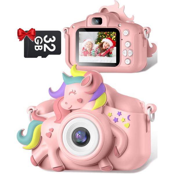 Gofunly Fotocamera Per Bambini 1080P Con Schermo Da 2,0 Pollici E Scheda Da 32 Gb Fotocamera Digitale Selfie Fotocamera Per Bambini 3-12 Anni Ragazzi Giocattolo Di Natale-image