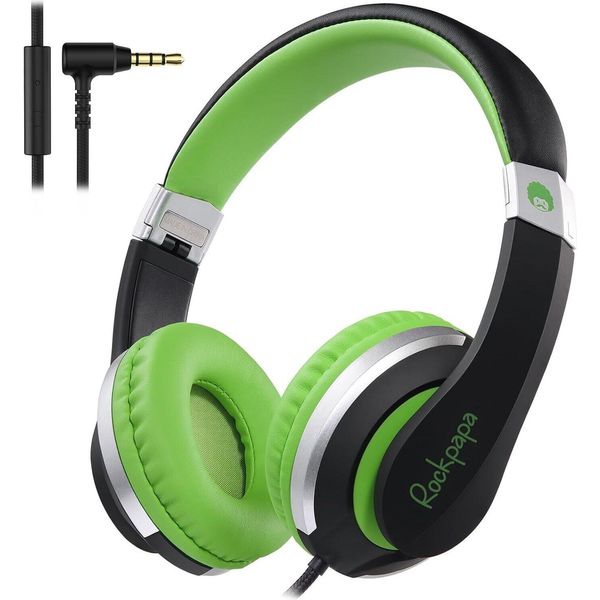 Cuffie Per Bambini Con Cavo Per Ragazza E Ragazzo, Microfono Hd, Pieghevole, Jack Per Cuffie Da 3,5 Mm Per Cellulare, Tablet, Pc, Nero Verde-image