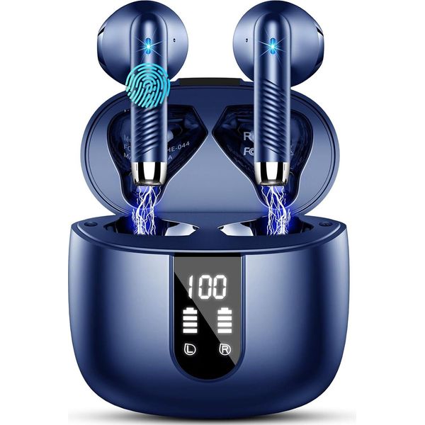 Wireless Bluetooth 5.3 Con 4 Mic, 2023 Nuovo Enc Rumore Cancellazione Auricolari Wireless 48H Bassi Profondi, IP7 Auricolari Impermeabili Display Led USB-C..-image