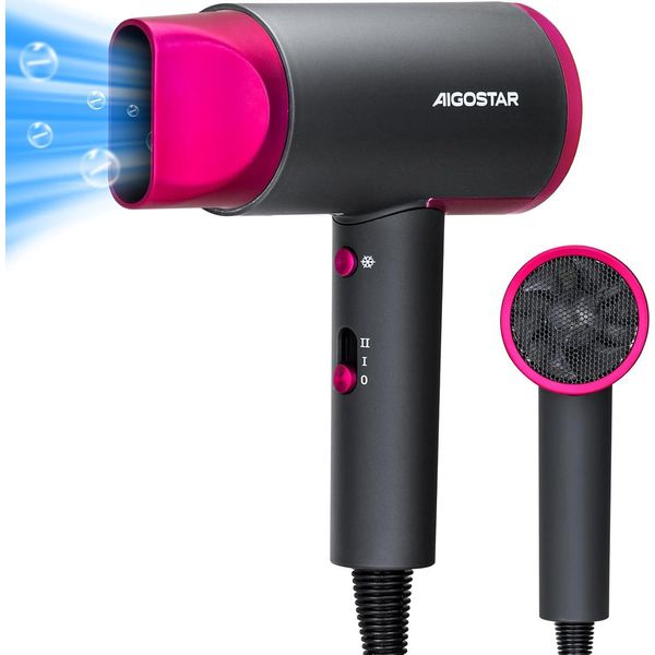 Asciugacapelli Ionico Leggero Da 2200W Con 2 Velocità, 2 Impostazioni Di Calore E Freddo, Portatile Per Casa, Salone E Dormitorio, Grigio - Dora-image