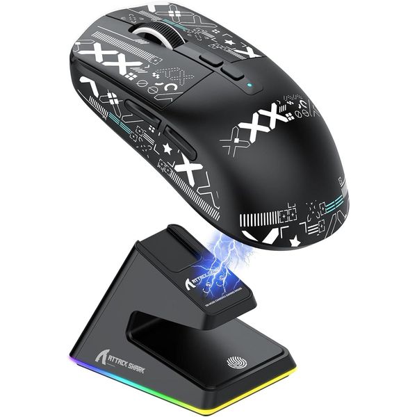 **49G Mouse Da Gioco Superleggero, Base Di Ricarica Magnetica, Sensore Pixart PAW3395, BT/2.4G Wireless/Cablato, 26000 Dpi, Aggiornamento X3, Per Win11-image