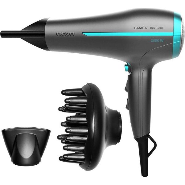 Asciugacapelli Bamba Ionicare Aura Black, 2300W, Concentratore E Diffusore, Capelli Senza Crespo, Motore Dc, Ioni Reali, Grande Flusso D'aria, 2 Velocità-image