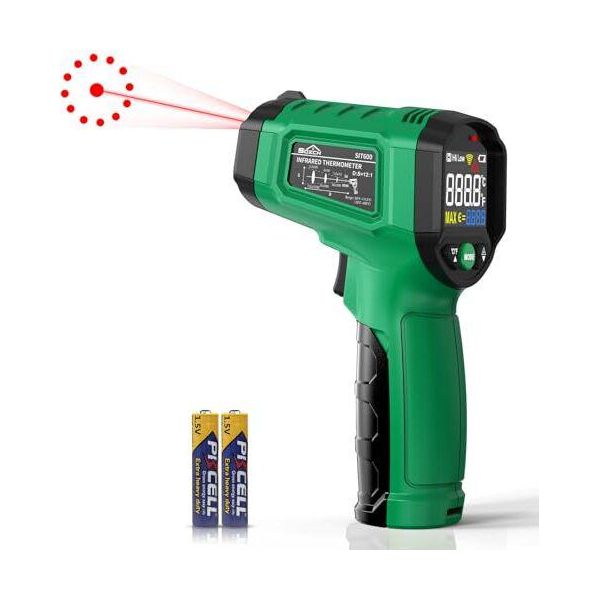 Termometro A Infrarossi, Termometro Laser Sqech -50°C ~ 600°C (-58°F 1112°F), Dimensione Di Emissione Regolabile, Cottura, Forno Per Pizza, Frigorifero,-image