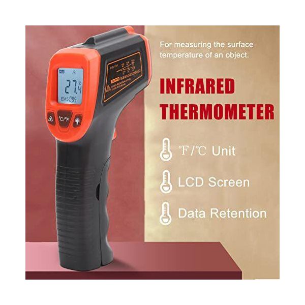 Termometro A Infrarossi Senza Contatto, Ir Digitale Ad Alta Temperatura -50 ~ 600 ° C / -58 ~ 1122 ° F, Pistola Termometro Industriale (Rosso)-image