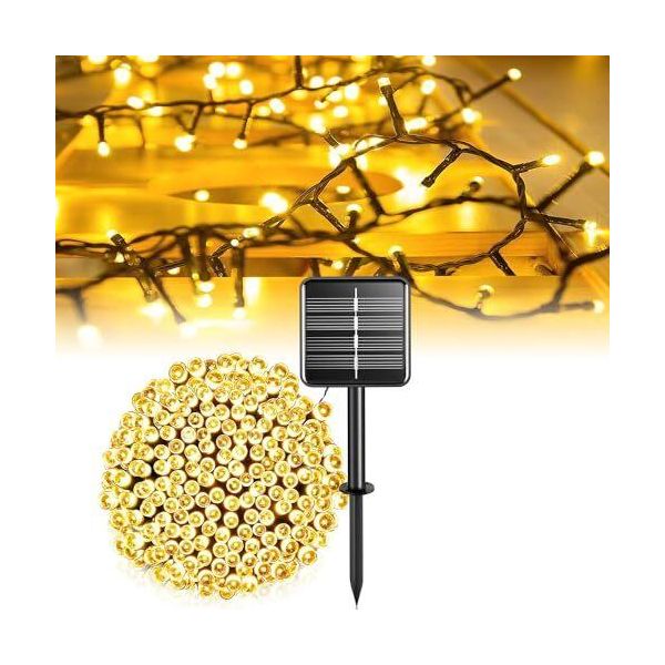 Solarfee Luci Da Esterno 12 M 100 Led Bianco Caldo 8 Modalità Giardino, Balcone, Matrimonio, Terrazza, Natale, Festa Decorazione-image