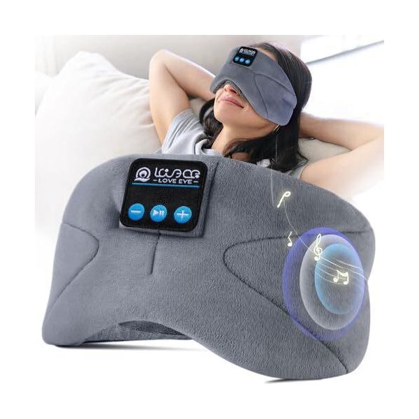 Maschera Per Il Sonno Love Eye, Per Il Sonno Laterale, Maschera Per Il Sonno Con Cuffie Bluetooth, Maschera Per Gli Occhi 100% Opaca Per Viaggiare, Sonnecchiare, Fare Yoga,-image