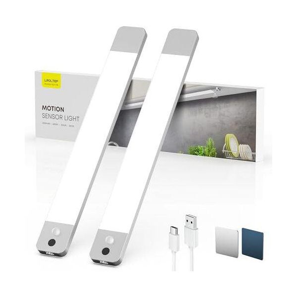 Illuminazione Per Armadietti Lampada A Led Con Sensore Di Movimento A Onda Manuale - 30 Cm 2200 Mah Luce Sotto L'unità Cucina Dimmerabile Striscia Per Scale Magnetica | Pack-image