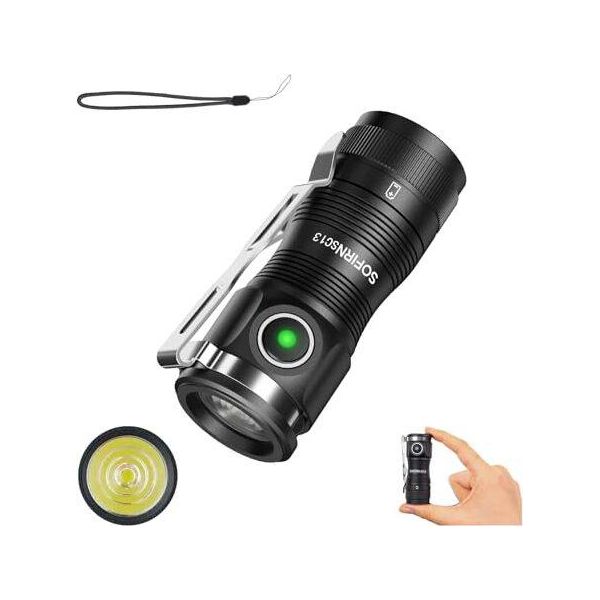 Sofirn SC13 Mini Torcia A Led Ricaricabile, 1300 Lm Piccola, Estremamente Luminosa Con 5 Modalità, Torcia Edc Impermeabile IP68 Per Campeggio, Escursione, Emergenza,-image