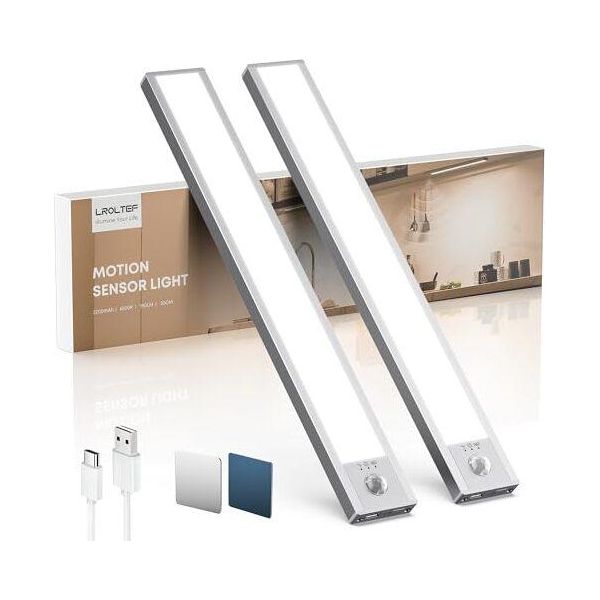 Cabinet Illuminazione Led Lampada Sensore Di Movimento - 30 Cm 2200 Mah Sotto - Unità Luce Cucina Ricaricabile Usb E Scala Vetrina Magnetica Dimmerabile-image