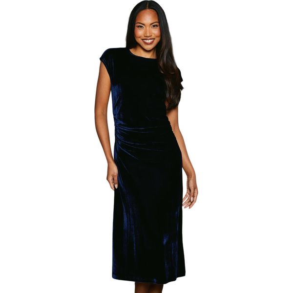 Principles - Vestito Midi Con Increspatura In Vita Per Donna DH7787 (42 It) (Blu Indaco)-image
