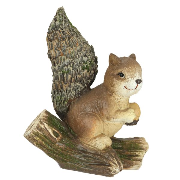 Dekofigur I.Ge.A. "EichhöRnchen Auf Baumstamm", Braun, B:18Cm H:20Cm, Polyresin, Dekofiguren, Tierfigur Gartendeko Herbstdeko Winterdeko Statue Tierfigur Skulptur-image