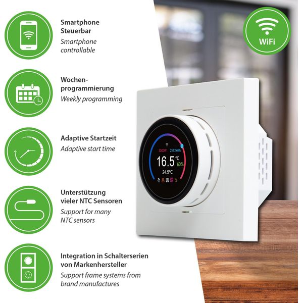Termostato Ambiente Intelligente Wifi TH11 Per Riscaldamento A Pavimento Termoregolatore Termostato Tuya App Bianco-image