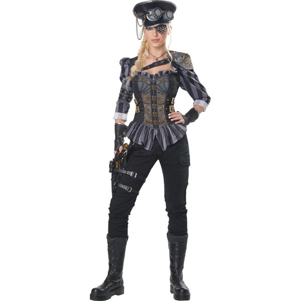 Costume Steampunk Da Donna Ufficiale Steampunk 8 Pezzi Grigio-Nero - L (42/44)-image