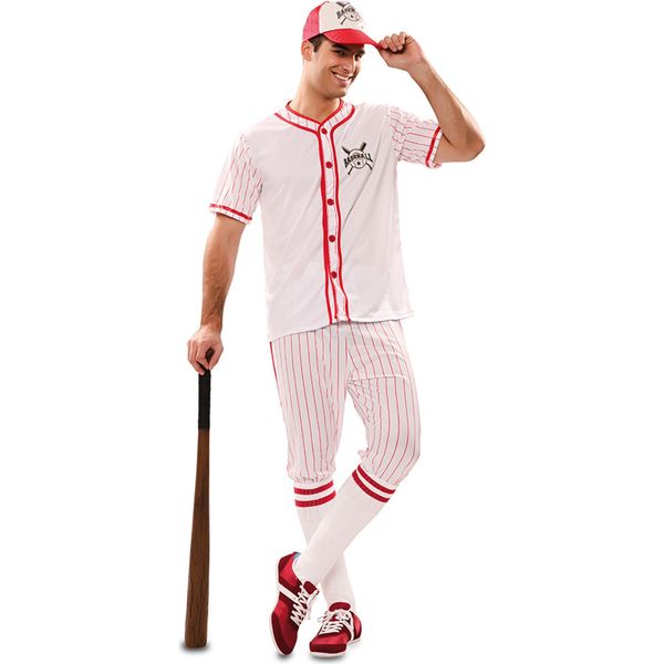 Costume Da Baseball Per Uomo Costume Di Carnevale Bianco-Rosso - M / L-image