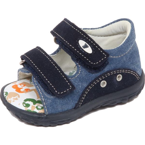 F7584 Sandalo Bimbo Boy Baby Blu/Jeans Falcotto Tissue/Suede Shoe-image