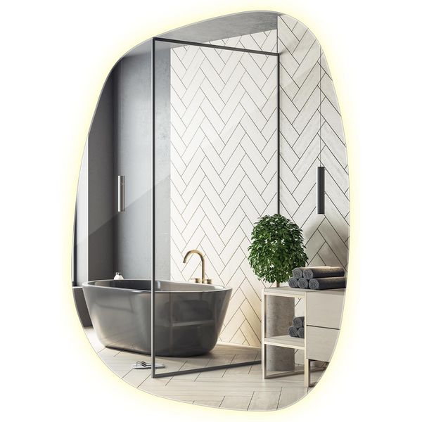 Specchio Led Decorativo – 55,1×38,2 Cm – Forma Irregolare – Senza Cornice, Luce Neutra 4000K-image