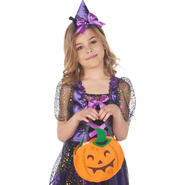 Borsa Zucca Per Bambini Happy-Halloween Arancio-Verde - Taglia Unica-image