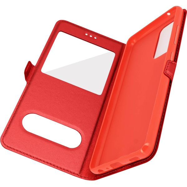 Samsung A52 / A52S Cover Con Doppia Finestra E Funzione Stand - Rosso-image
