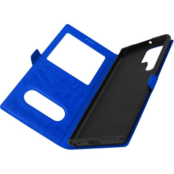 Samsung Galaxy S22 Ultra Cover Con Doppia Finestra E Funzione Stand - Blu-image