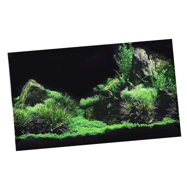 Acquario Serbatoio Di Pesce Acqua Fondo Erba Sfondo Decorazione Pittura Pvc Sticker (91 X 50 Cm)-image