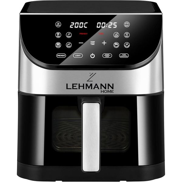 Friggitrice Ad Aria Calda 6L Con 10 Programmi Di Cottura, Friggitrice Ad Aria Calda 1500 W E Controllo Della Temperatura 76-200°C, Timer Per Friggitrice Ad Aria E Schermo Digitale A Led Touch Screen-image