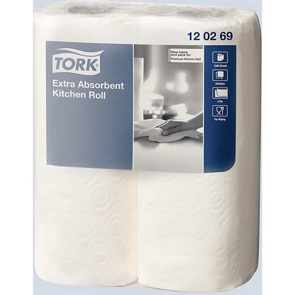 Tork120269 Tork Rotolo Da Cucina, Extra Assorbente, 2 Veli, Bianco-image