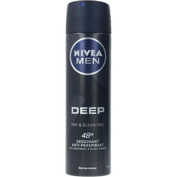 Nivea Men Deep Black Carbon Deodorant Spray 150 Ml-image