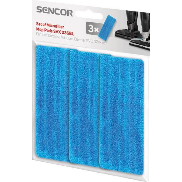 Sencor Svx 036BL Set Di Mop In Microfibra Per Svc 074X, Accessorio Per Aspirapolvere A Batteria 3 In 1 Con Mop-image