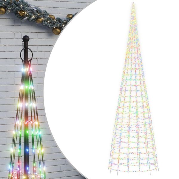 Vidaxl Albero Di Natale A Led Per Pennone 3000 Led Multicolore 800 Cm-image