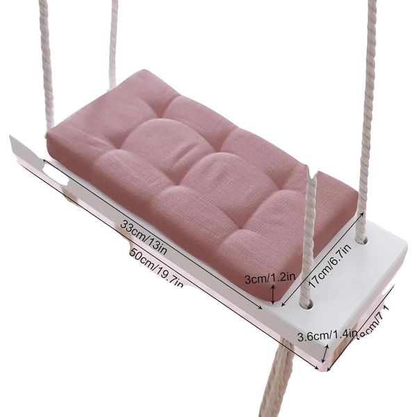 Altalena In Legno, Cuscino In Schiuma, Facile Da Installare, Rosa-image