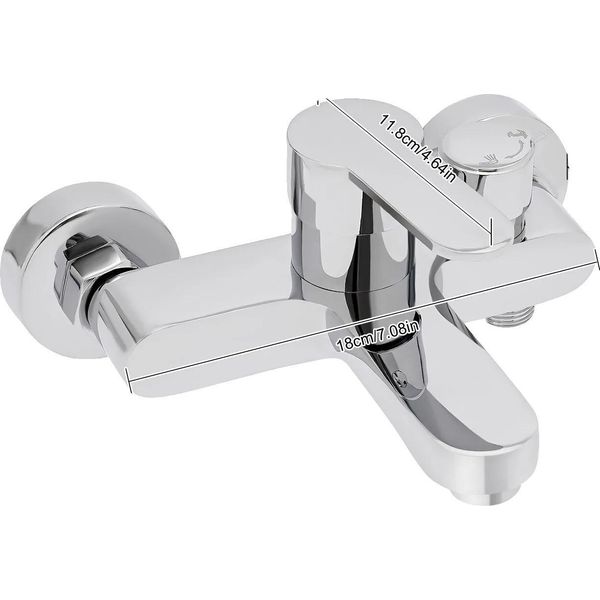 Miscelatore Per Doccia Da Bagno, A Parete, Doppia Uscita, Argento-image