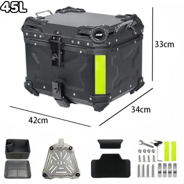 Box Posteriore Per Moto, Struttura In Lega Di Alluminio, Sistema Di Bloccaggio Sicuro, 3 Lati X-45L-image