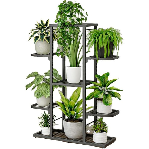 Supporto Per Piante, 7 Livelli, Uso Interno Ed Esterno, Grigio Scuro 5 Strati-image