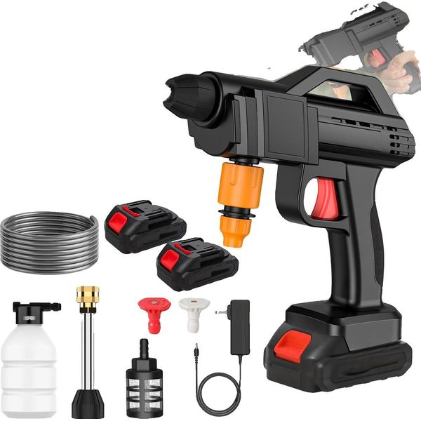 Pistola Ad Acqua Per Autolavaggio, Senza Fili, Alta Pressione, 2 Batterie-image